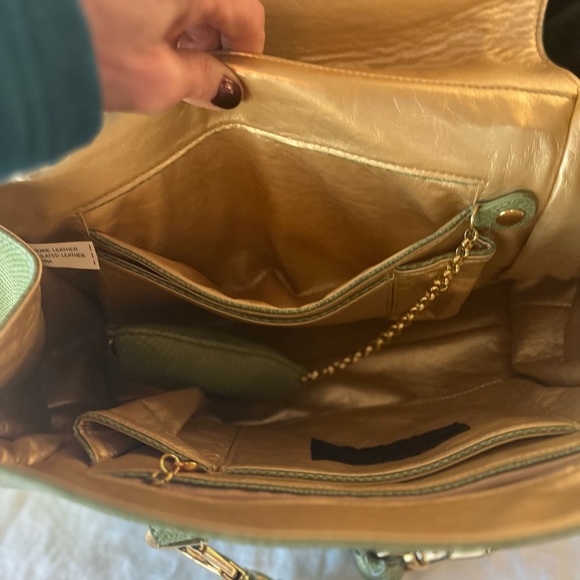 La Gioe Di Toscana The Italian Collection By Sharon Gioe Satchel Green Reptile - Picture 8 of 9